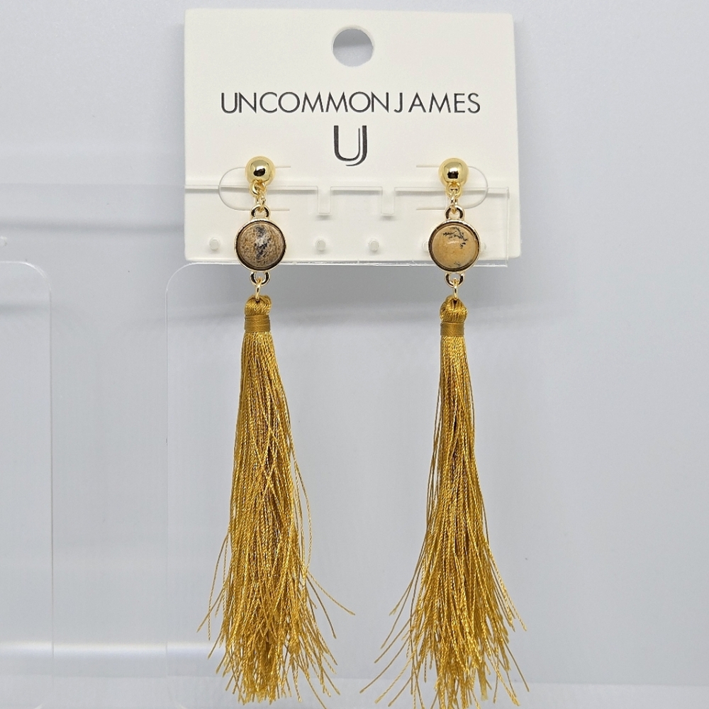 Uncommon James Strawberry Fields Jasper Tassel Earrings NEW BOHO FALL BOHEMIAN